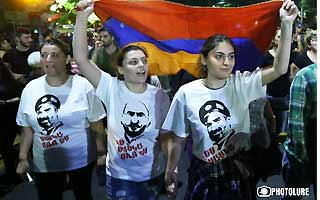 Supporters of the Sasna Tsrer group gathered in Freedom Square a year  later