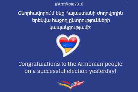 US Embassy in Armenia congratulates Armenian People on successful election